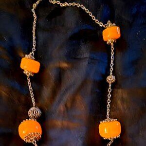 Women's Vintage Butterscotch Egg Yolk Bakelite Boho MCM Necklace Stunning